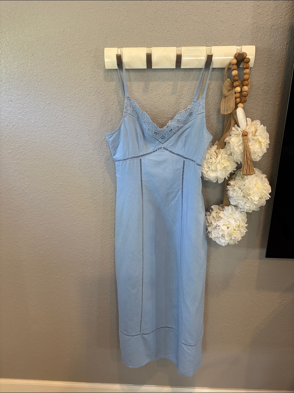 Madewell Light Blue Slip Dress with Lace Trim - Picture 2 of 4